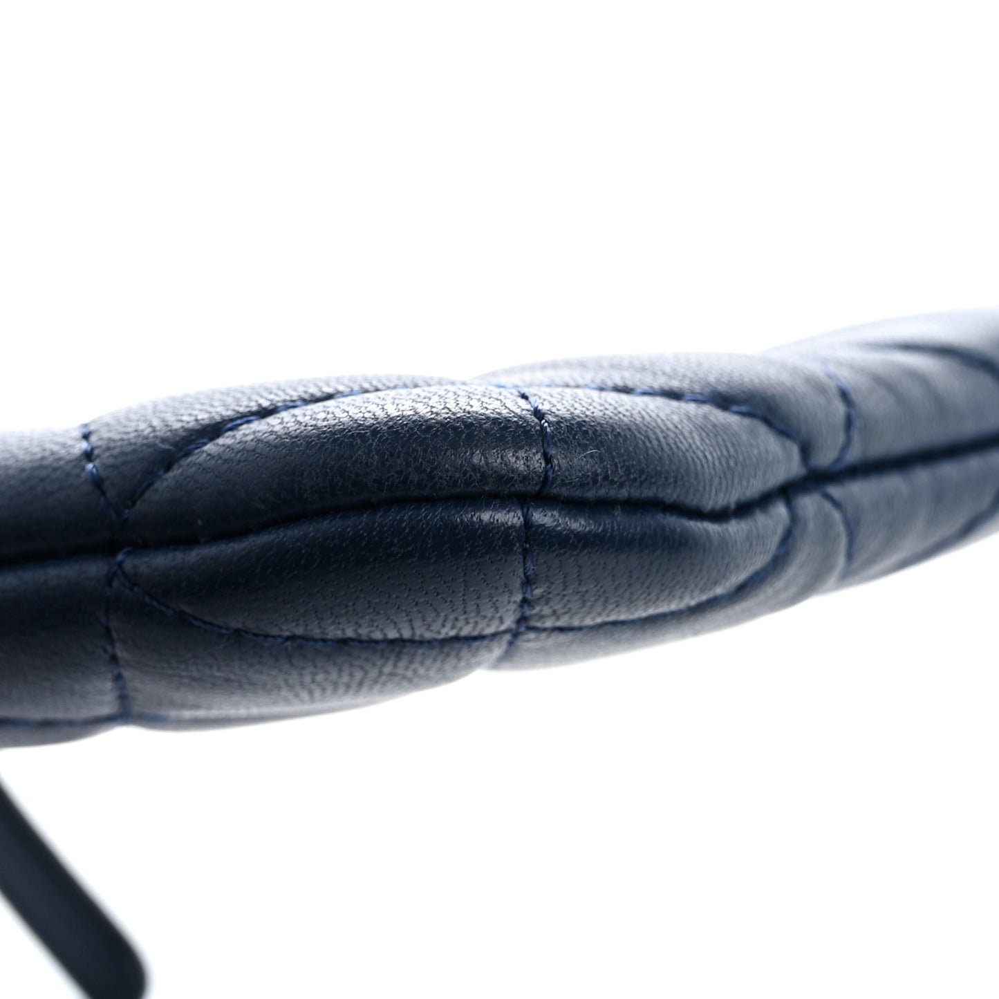 Lambskin Quilted Small Cosmetic Case Navy
