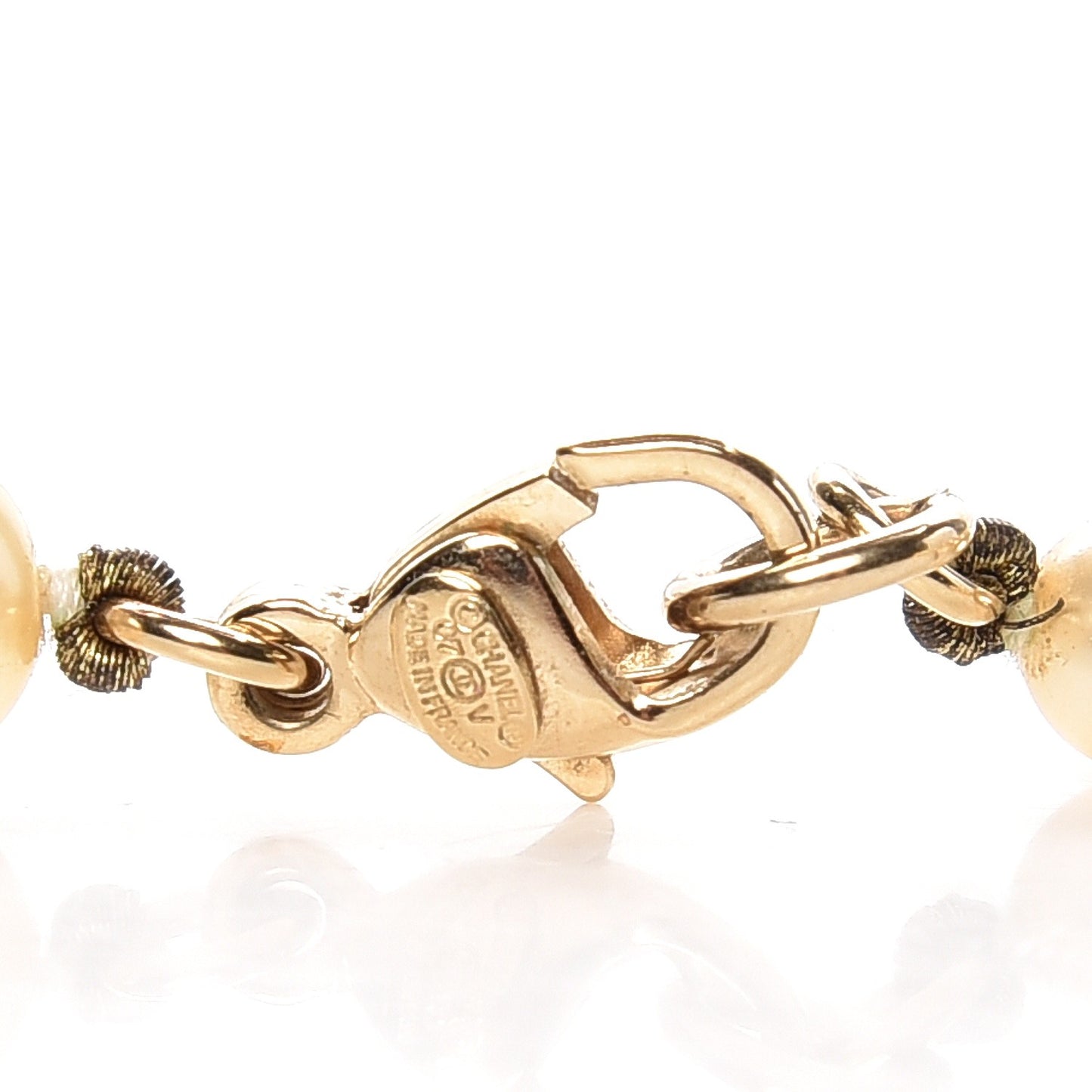 Graduated Pearl Long CC Necklace Gold