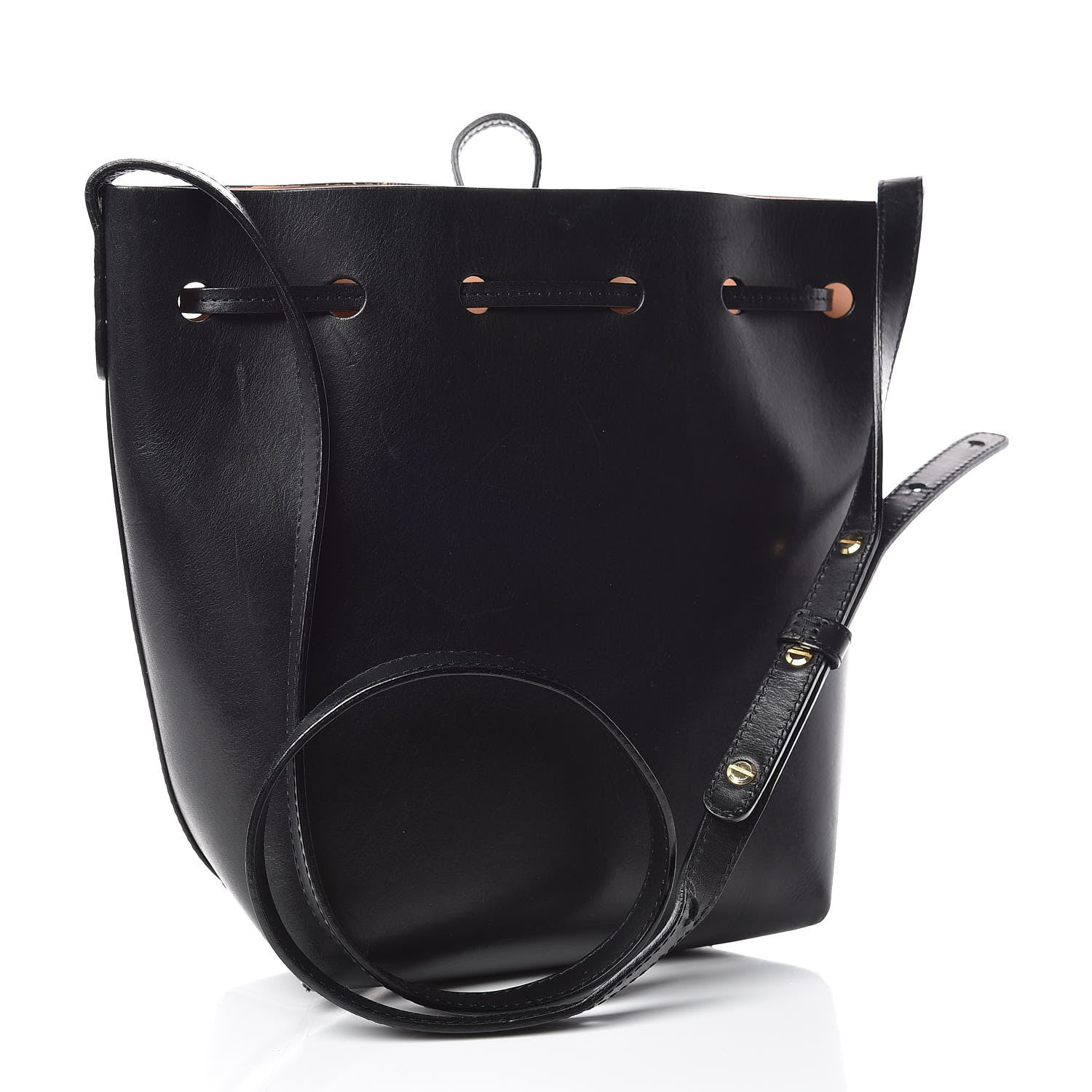 Mansur Gavriel Calfskin Mini Bucket Bag Black Ballerina 3 of 13