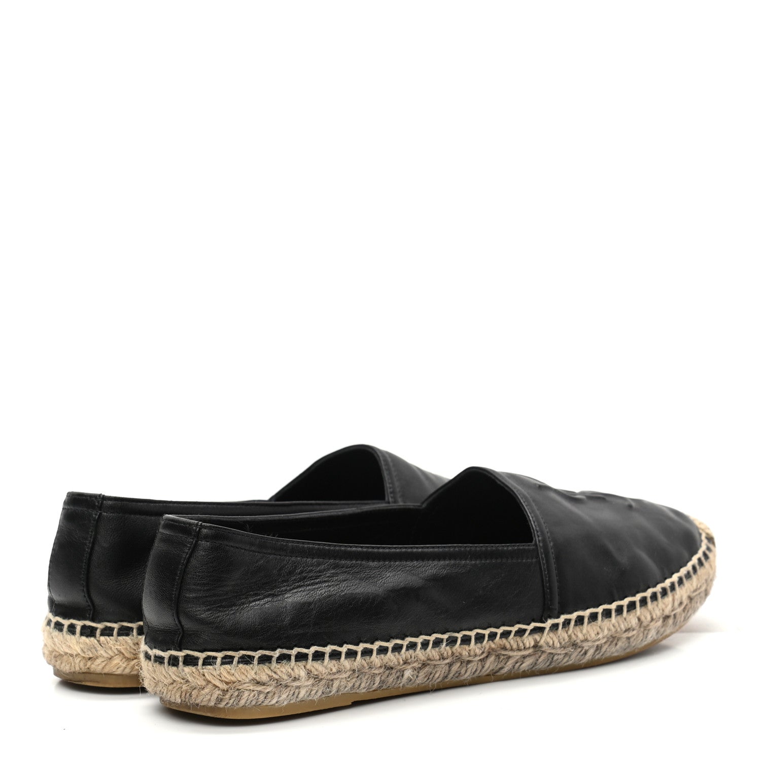Saint Laurent Lambskin Monogram Espadrilles 37 Black 4 of 8