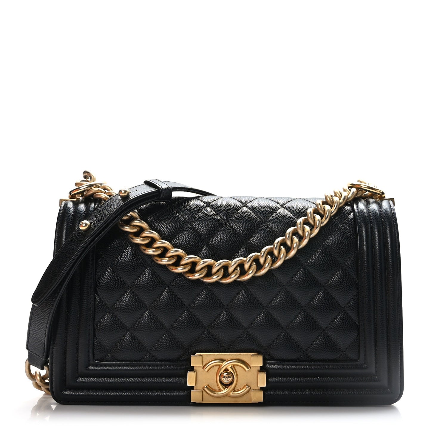 Caviar Quilted Medium Boy Flap Black