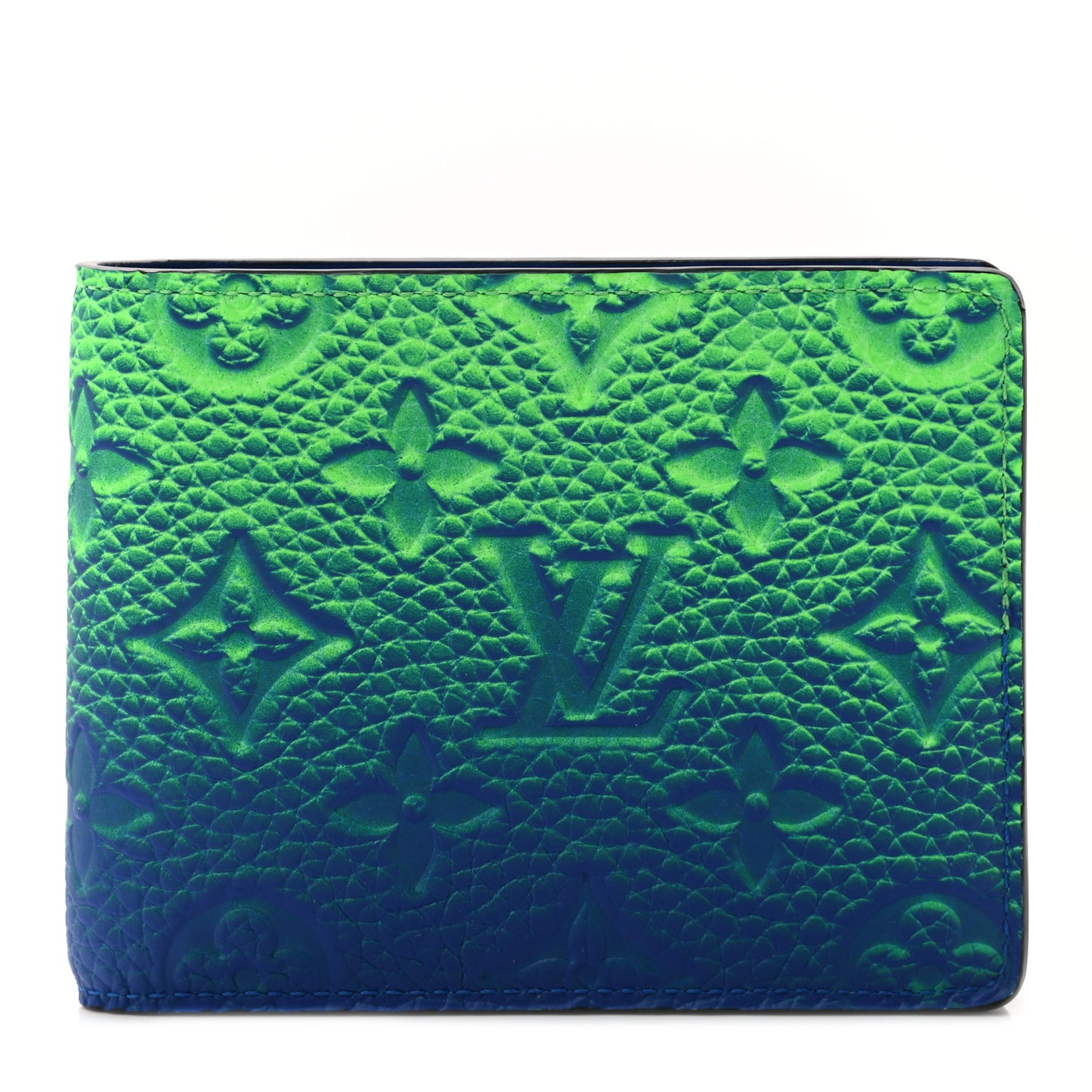 Taurillon Illusion Slender Wallet Bleu Vert