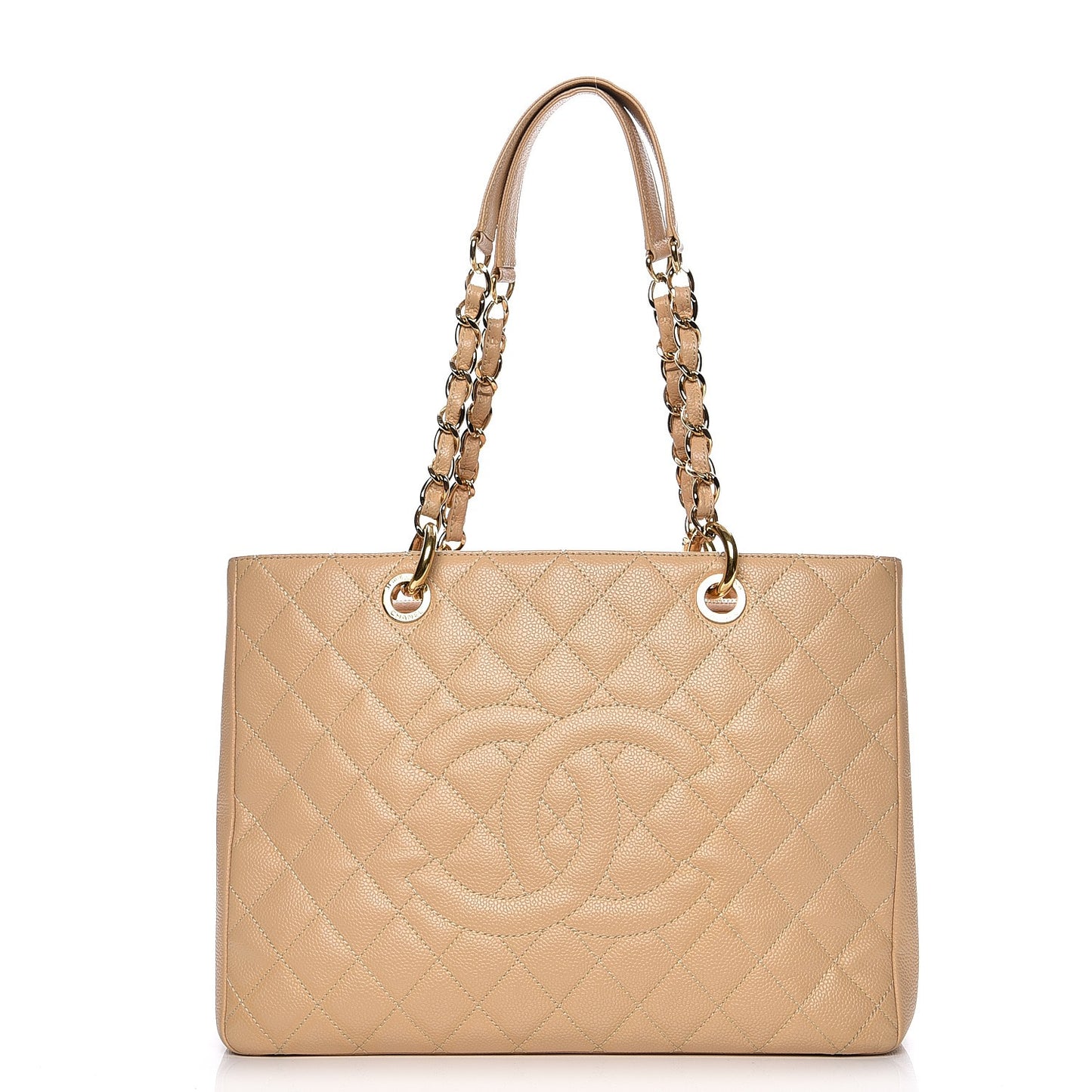 Caviar Quilted Grand Shopping Tote GST Beige Clair