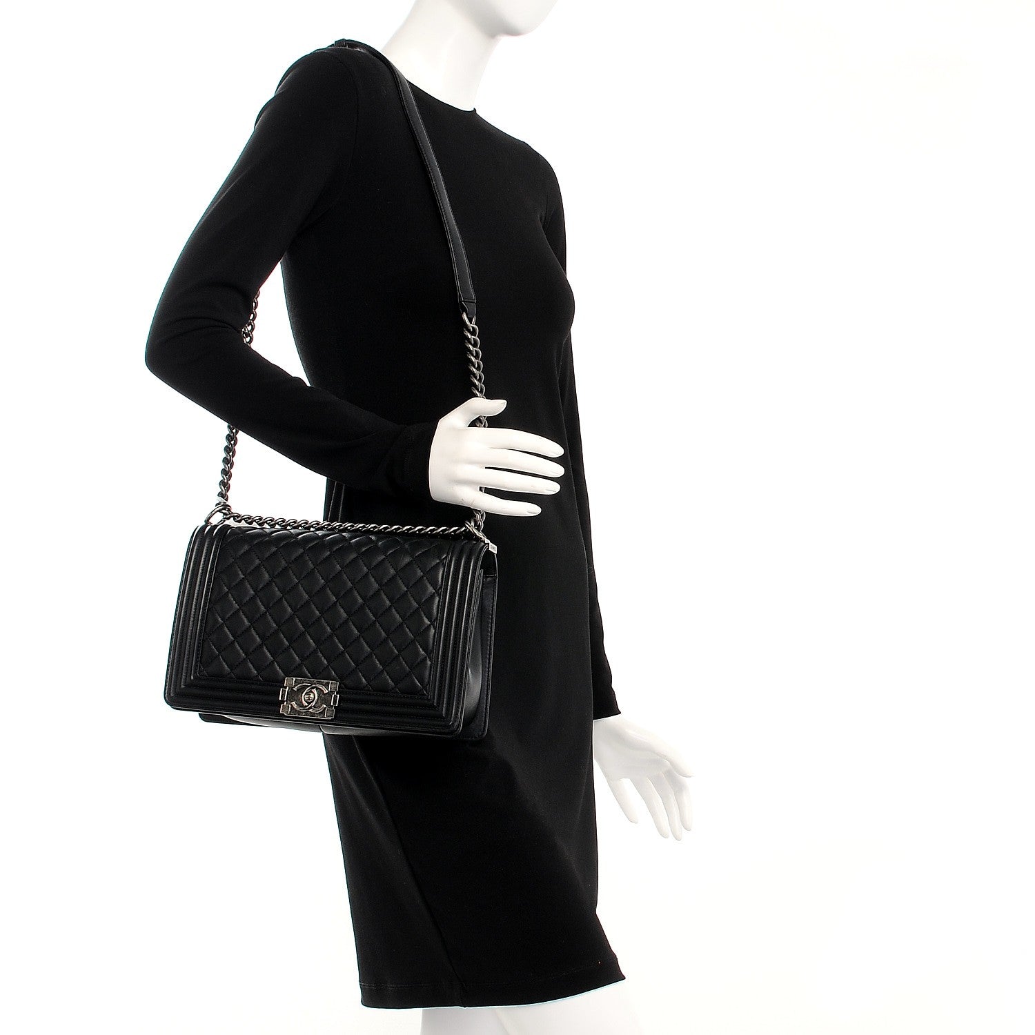 Chanel Lambskin Quilted New Medium Boy Flap Black 2 of 11