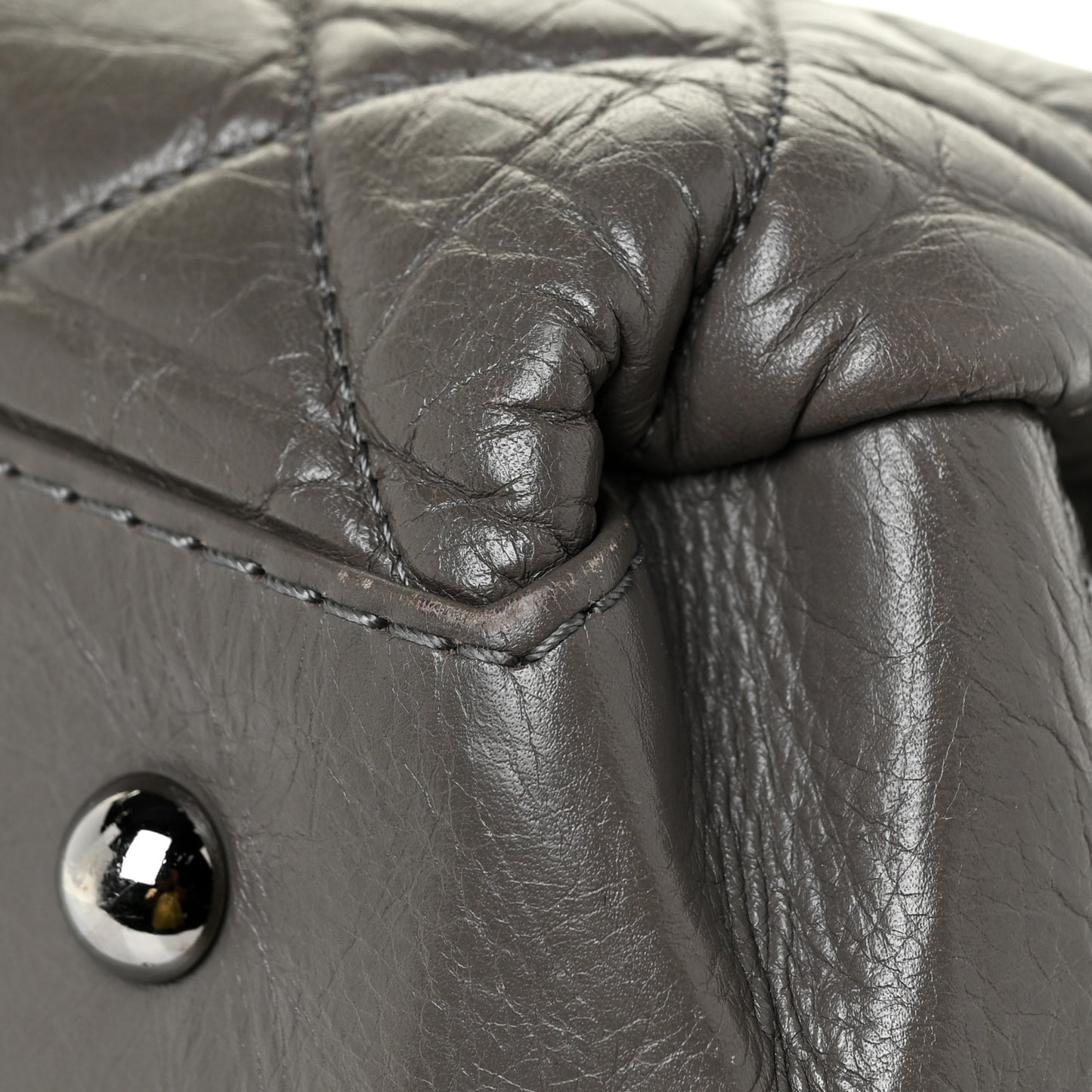 Aged Calfskin Medium Lady Pearly Flap Grey