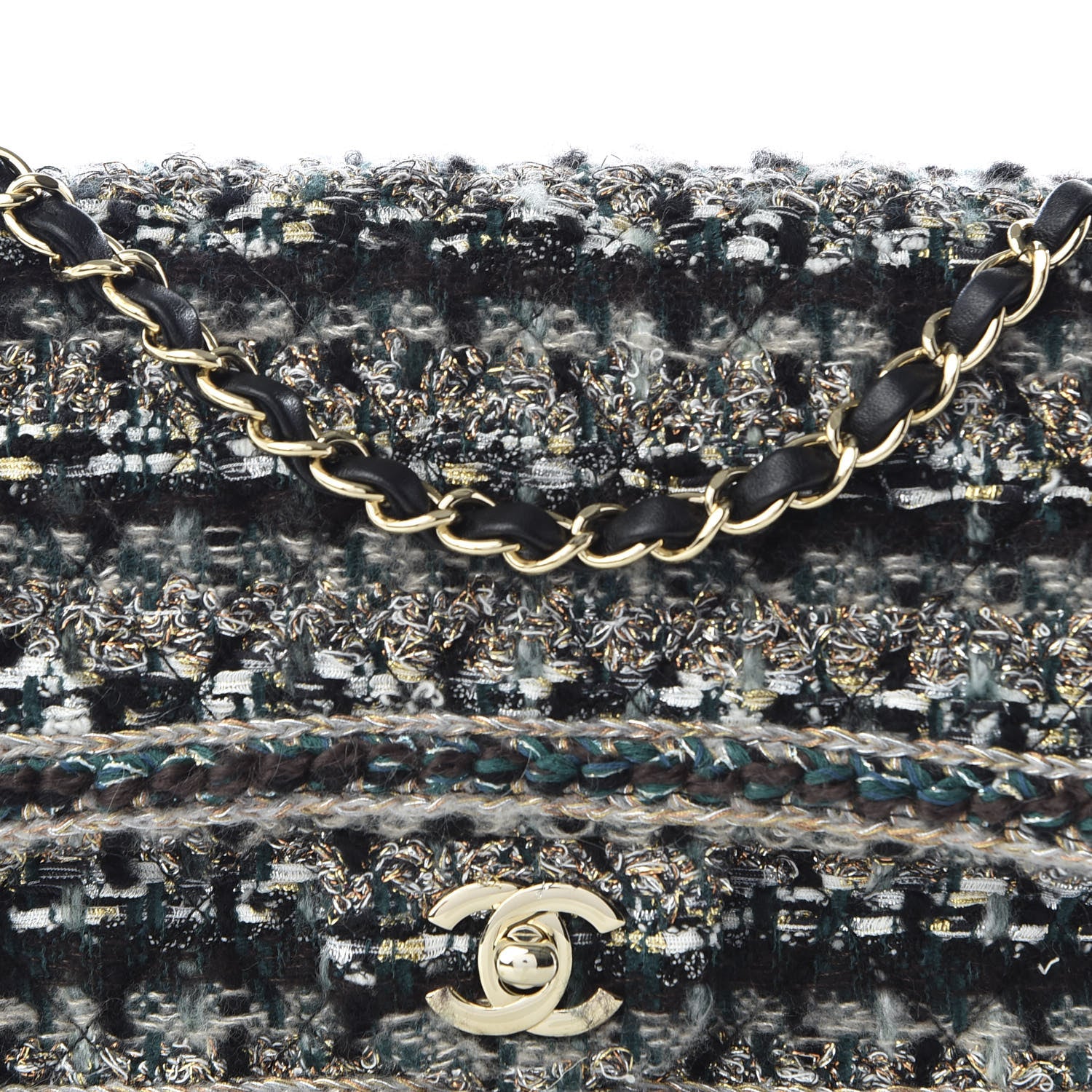 Chanel Tweed Medium Single Flap Green 10 of 11