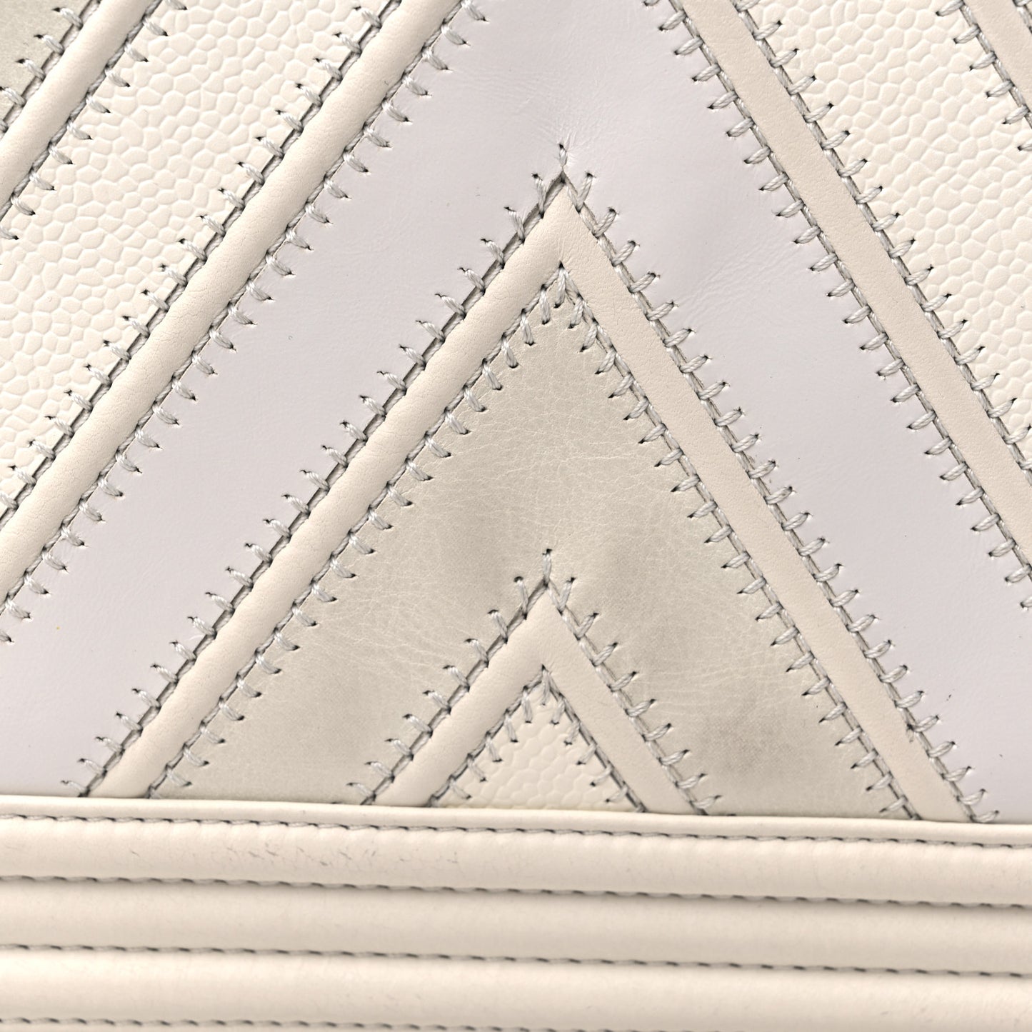 Caviar Suede Calfskin Chevron New Medium Boy Flap White