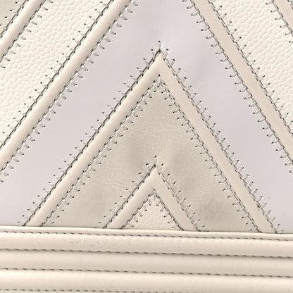 Chanel Caviar Suede Calfskin Chevron New Medium Boy Flap White 16 of 18