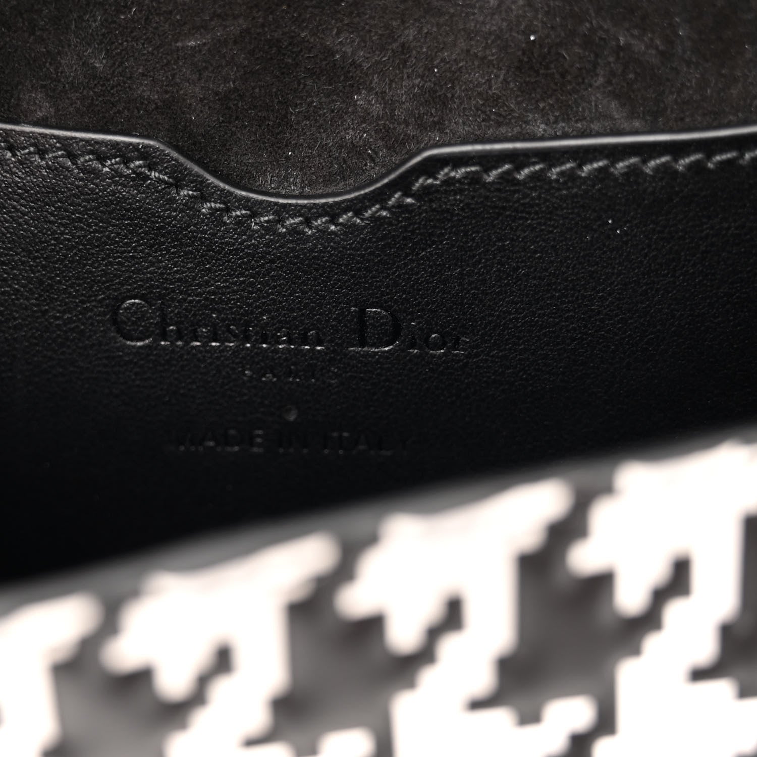 Christian Dior Box Calfskin Houndstooth Quilted East West Bobby Bag Black White 6 of 11