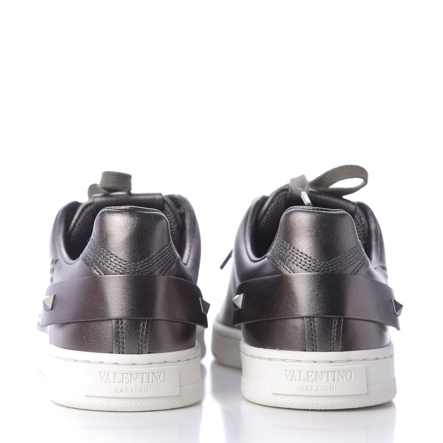 Metallic Calfskin Womens Backnet Sneakers 37.5 Silver