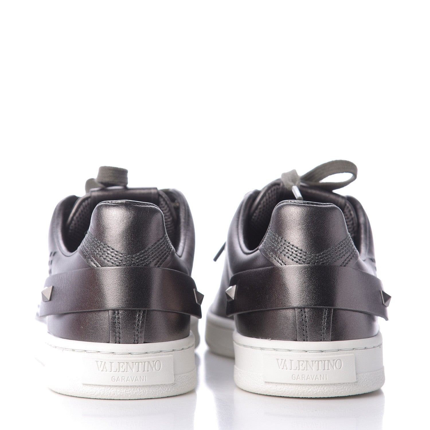 Valentino Garavani Metallic Calfskin Womens Backnet Sneakers 37.5 Silver 5 of 10
