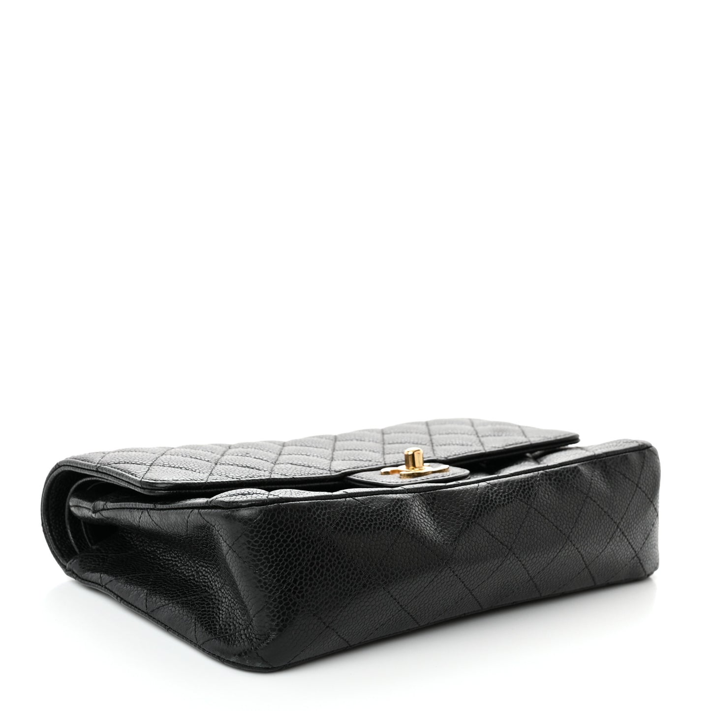 Caviar Quilted Medium Double Flap Black