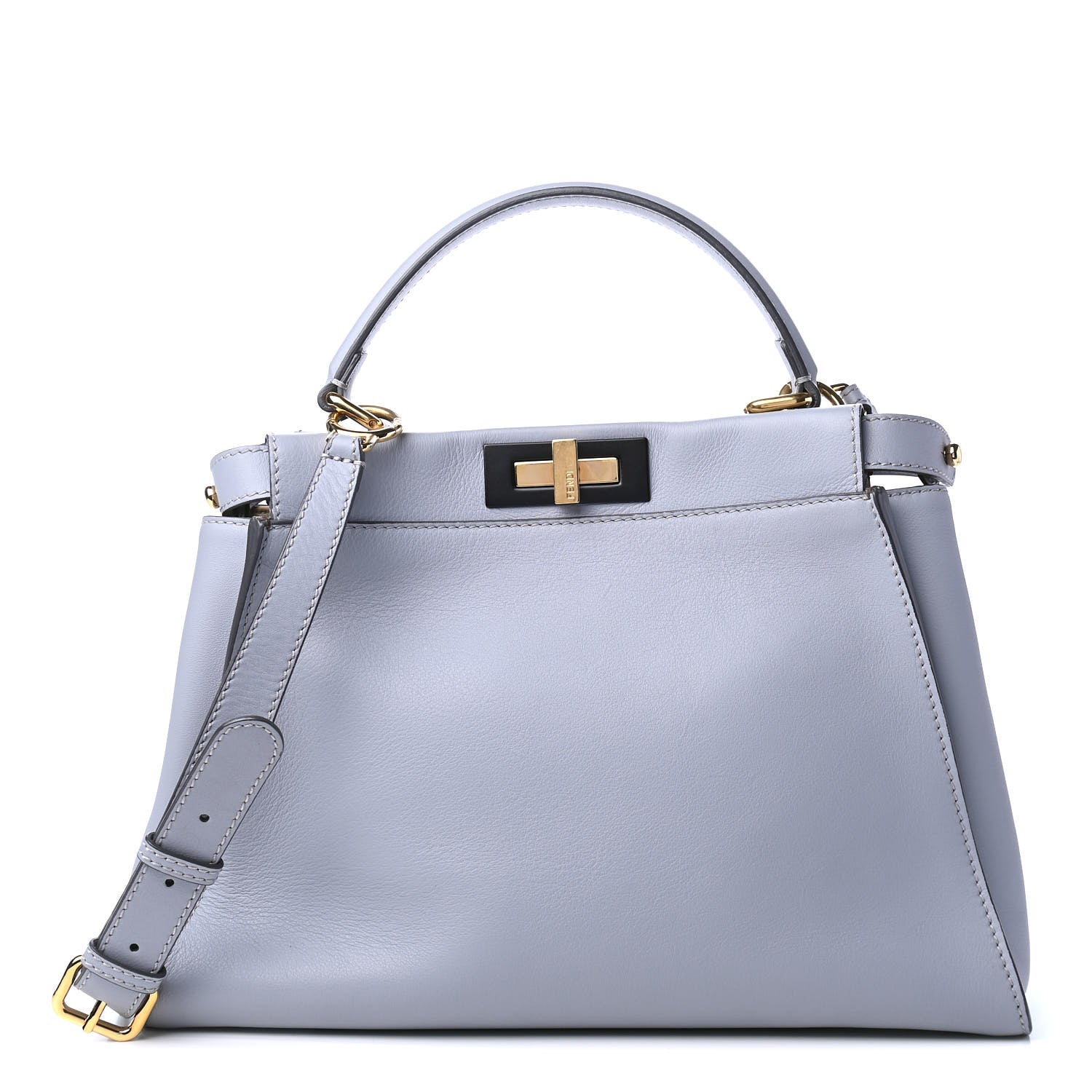 Fendi Vitello Seta Shiny Nappa Medium Peekaboo Iconic Satchel Ardesia Amido 1 of 4