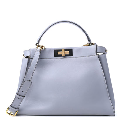 Fendi Vitello Seta Shiny Nappa Medium Peekaboo Iconic Satchel Ardesia Amido 1 of 4