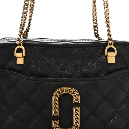 Marc Jacobs Grained Calfskin Quilted Double Stitched The Status Shoulder Bag Black 7 of 9