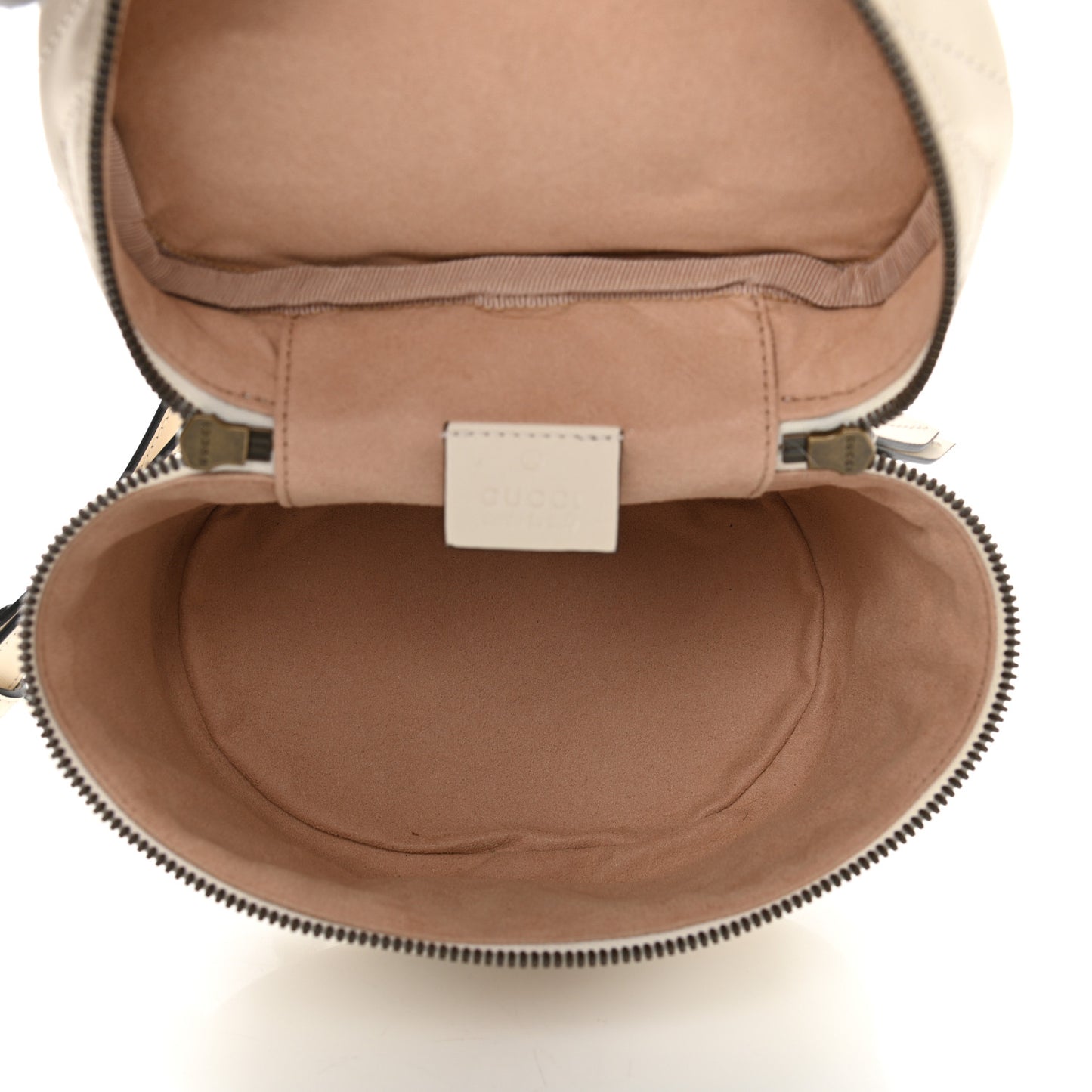 Calfskin Matelasse Mini GG Marmont Round Backpack White