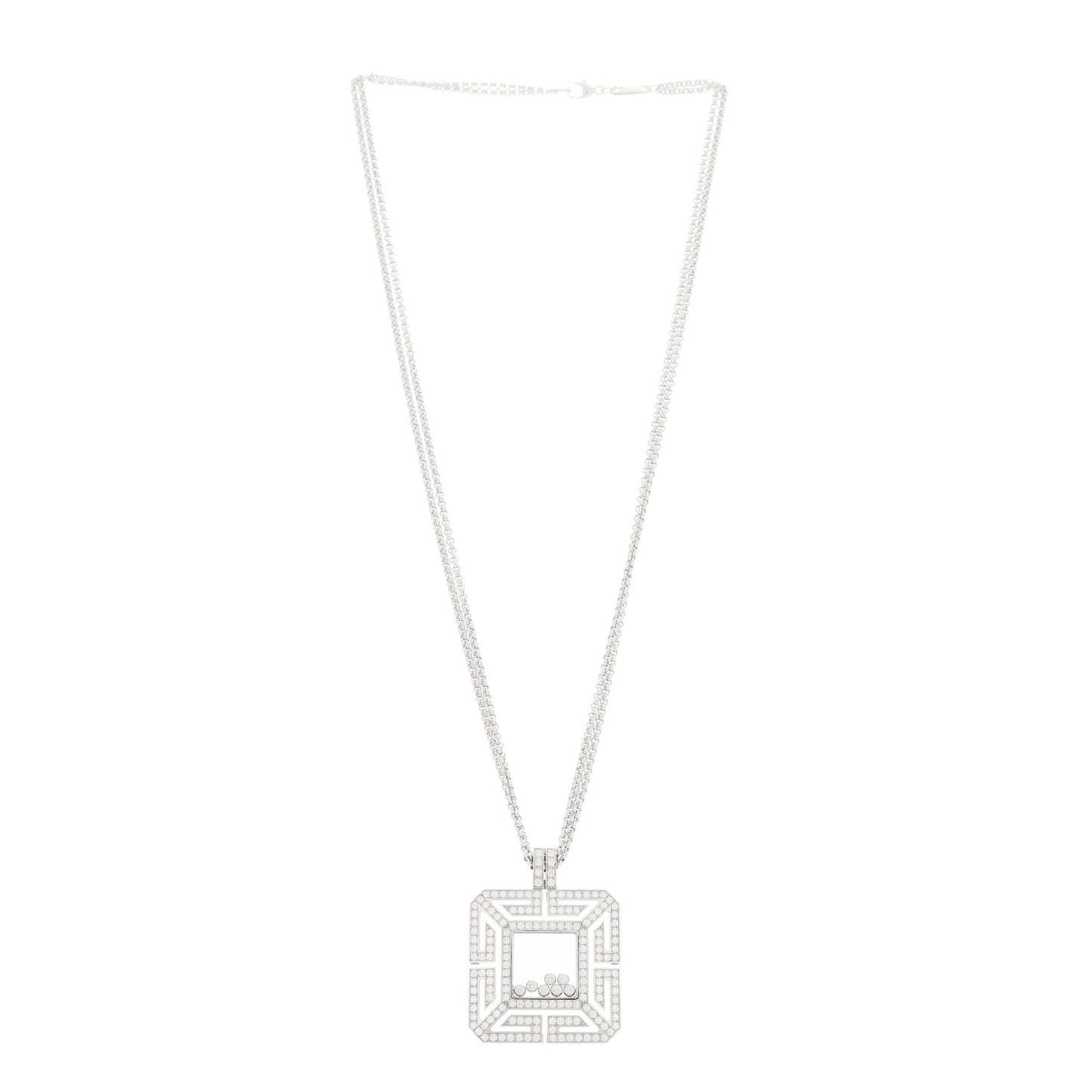 18K White Gold Diamond Happy Spirit Pendant Necklace