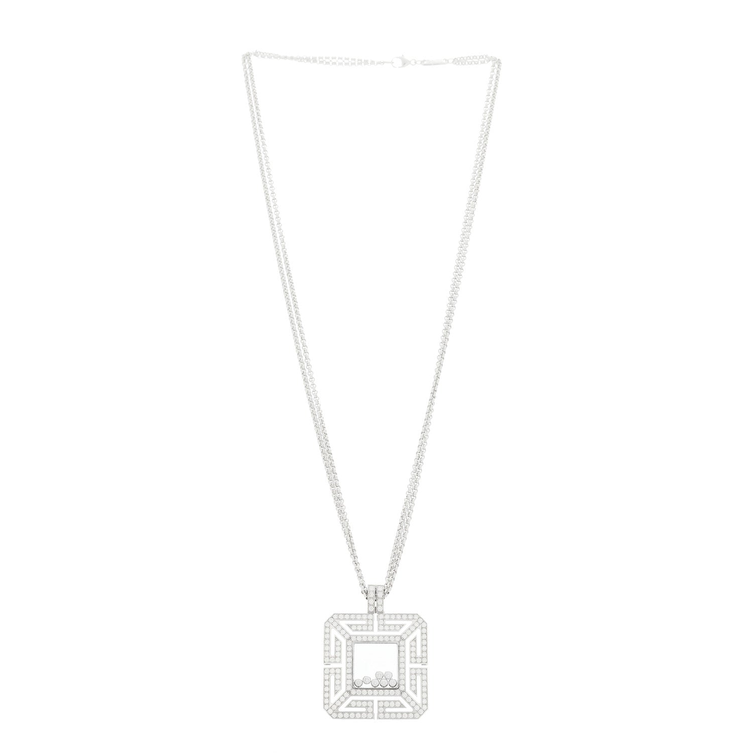 Chopard 18K White Gold Diamond Happy Spirit Pendant Necklace 3 of 5