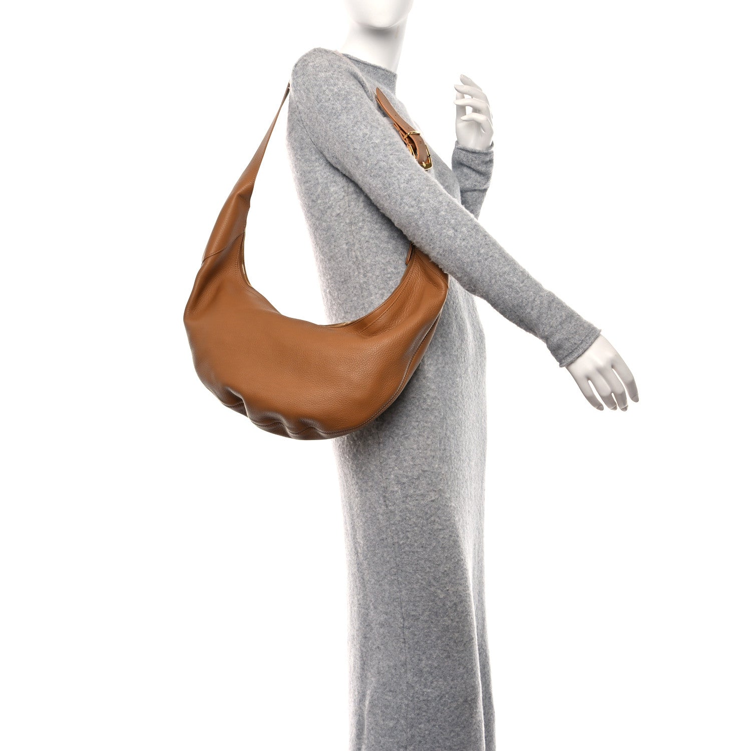Khaite Pebbled Calfskin Augustina Hobo Hazelnut 2 of 7