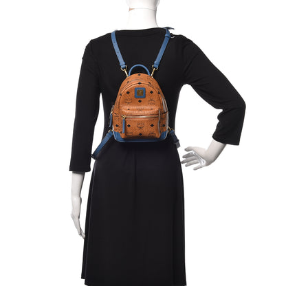 MCM Visetos X-Mini Stark Backpack Cognac Blue 1 of 10