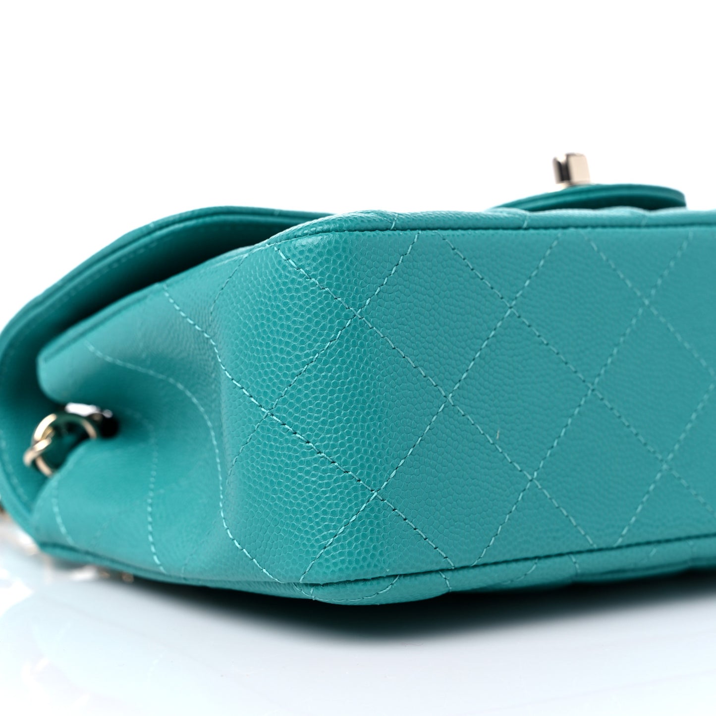 Caviar Quilted Mini Rectangular Flap Turquoise