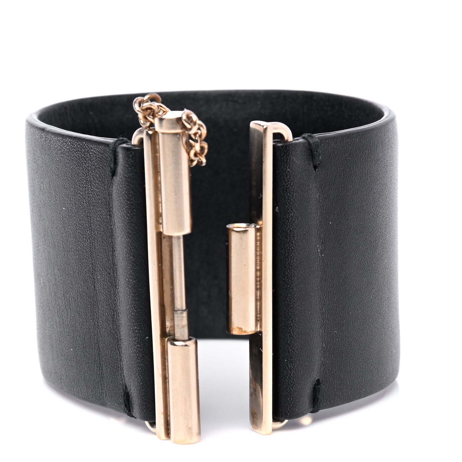 Chanel Calfskin CC Wide Cuff M Black Gold 4 of 5