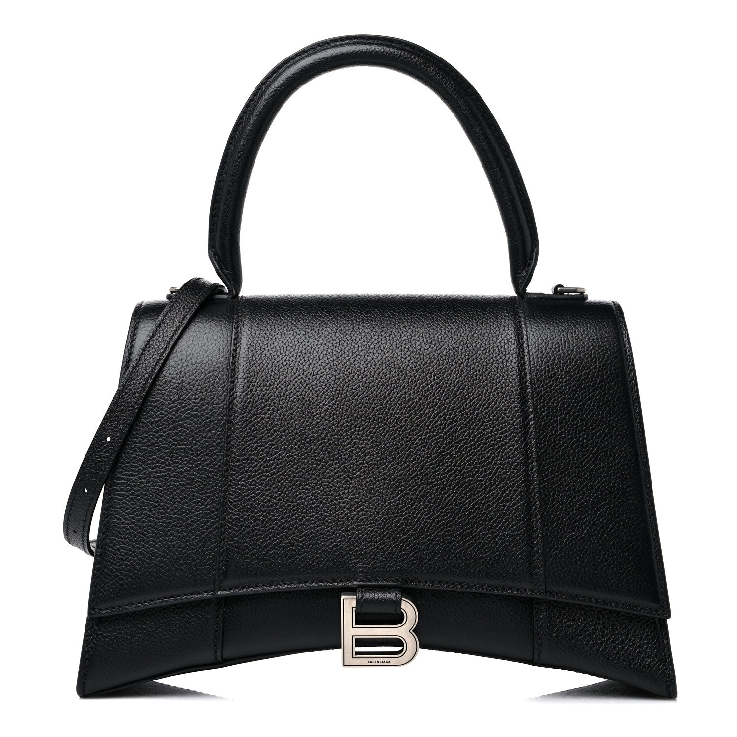 Balenciaga Grained Calfskin Medium Hourglass Top Handle Bag Black 1 of 11