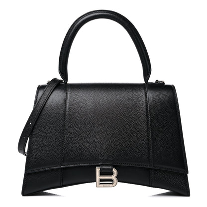 Balenciaga Grained Calfskin Medium Hourglass Top Handle Bag Black 1 of 11