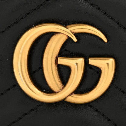 Gucci Calfskin Matelasse Mini GG Marmont Chain Shoulder Bag Black 12 of 14