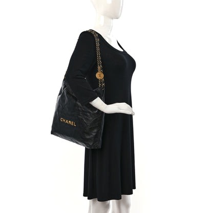 Chanel Shiny Calfskin Quilted Small Chanel 22 Black 2 of 10