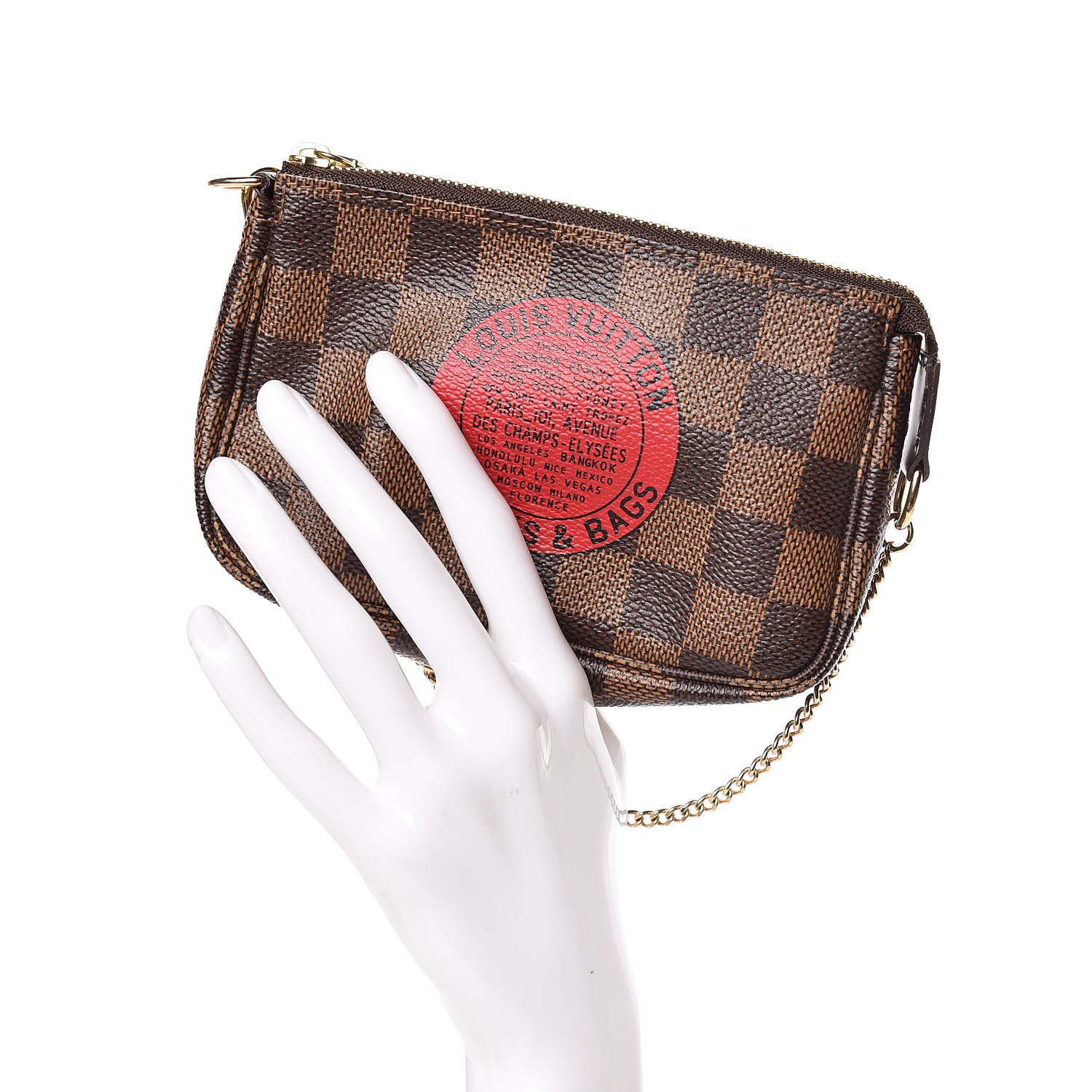 Louis Vuitton Damier Ebene Complice Trunks and Bags Mini Pochette Accessories Red 2 of 11