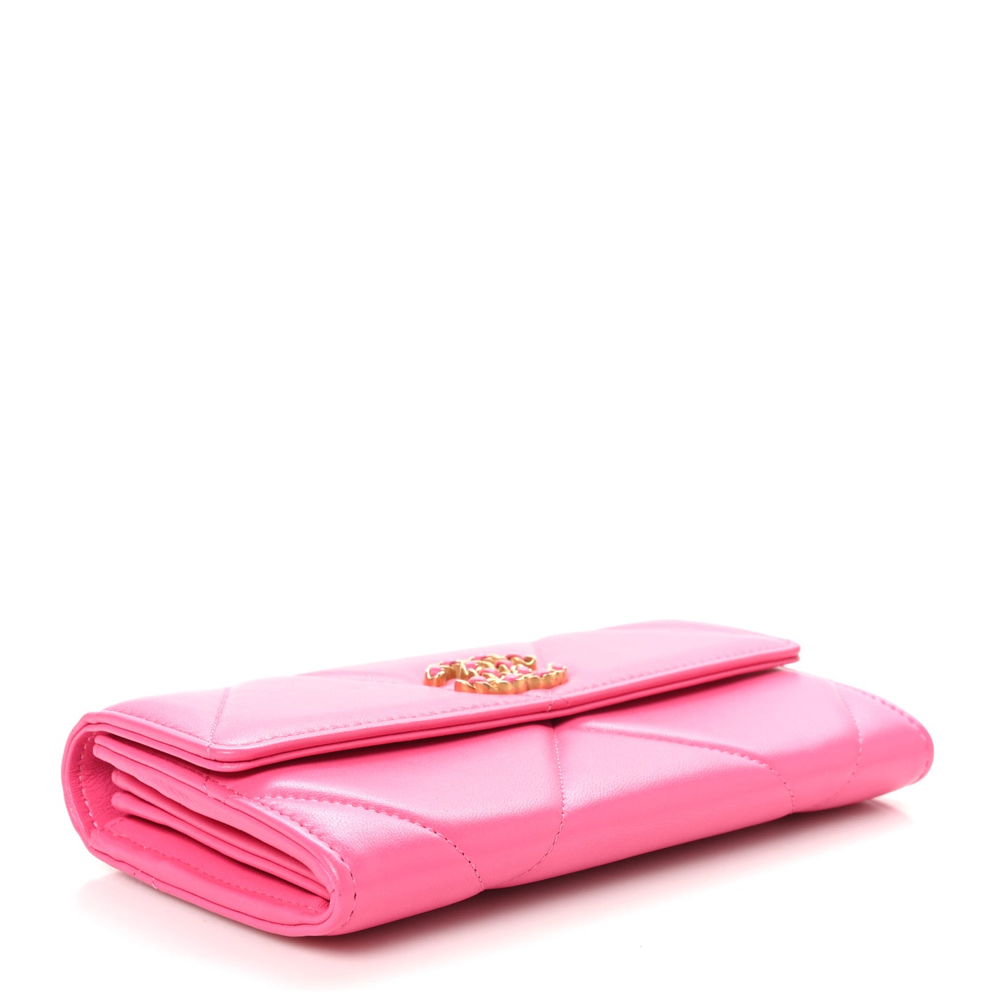 Lambskin Quilted Chanel 19 Flap Wallet Dark Pink