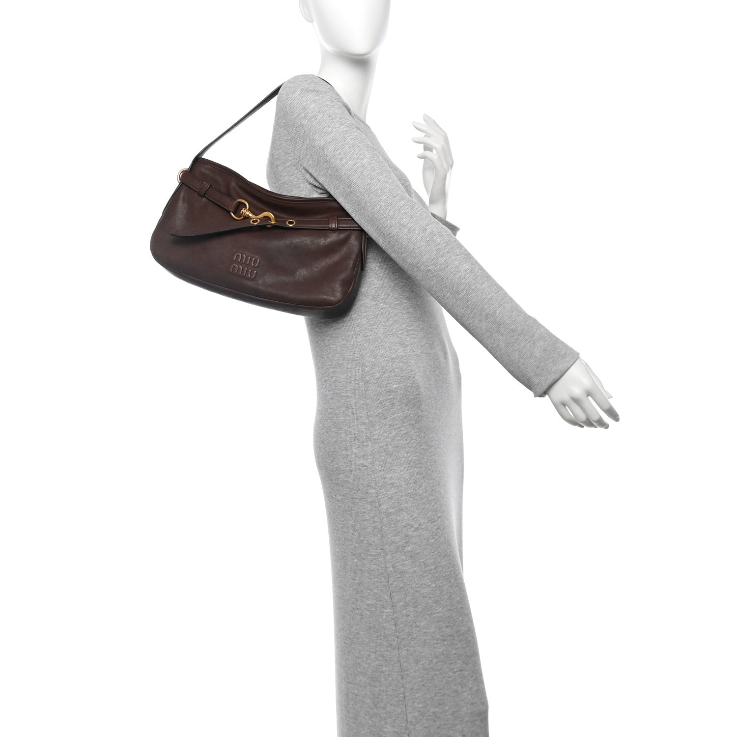 Miu Miu Nappa Aviator Regular Aventure Shoulder Bag Briarwood 2 of 11