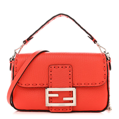Fendi Cuoio Roma Sellerissima Nappa Sintetica Tape Stitch Mini Baguette Lava 1 of 11