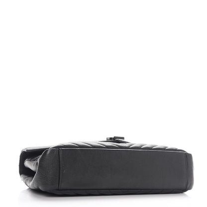 Saint Laurent Sheepskin Matelasse Chevron Monogram Monochrome Large College Satchel Black 5 of 12