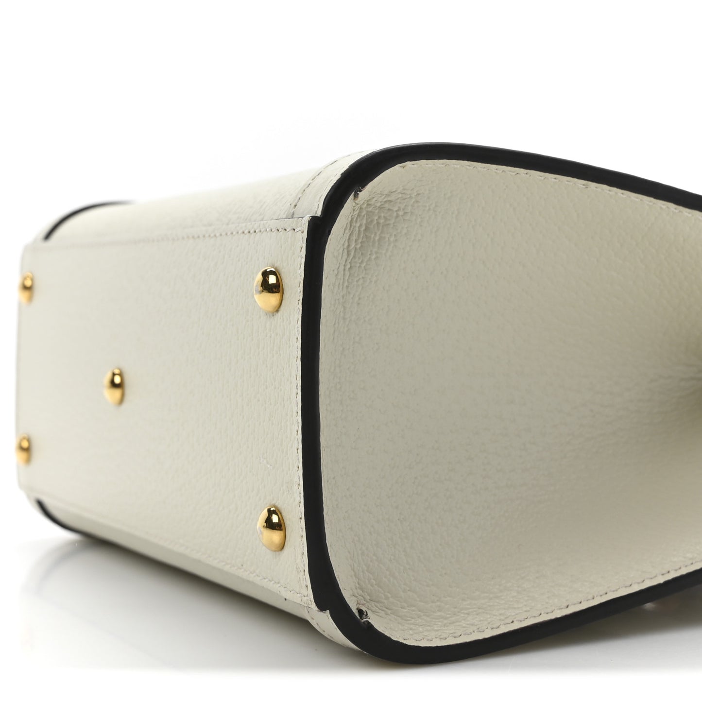 Textured Dollar Calfskin Web Mini Diana Tote Bag Mystic White