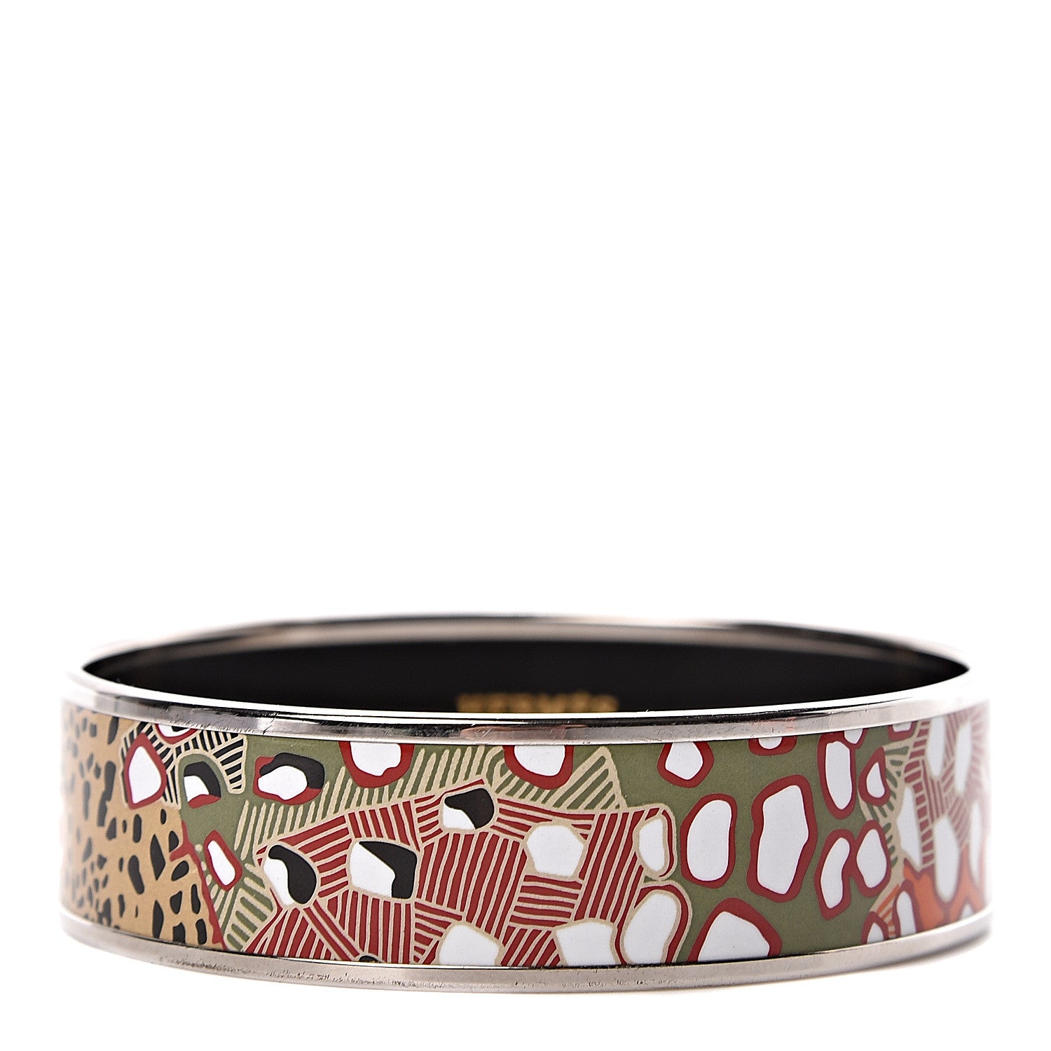 Hermes Enamel Printed Wide Grand Fonds Bracelet 65 1 of 5