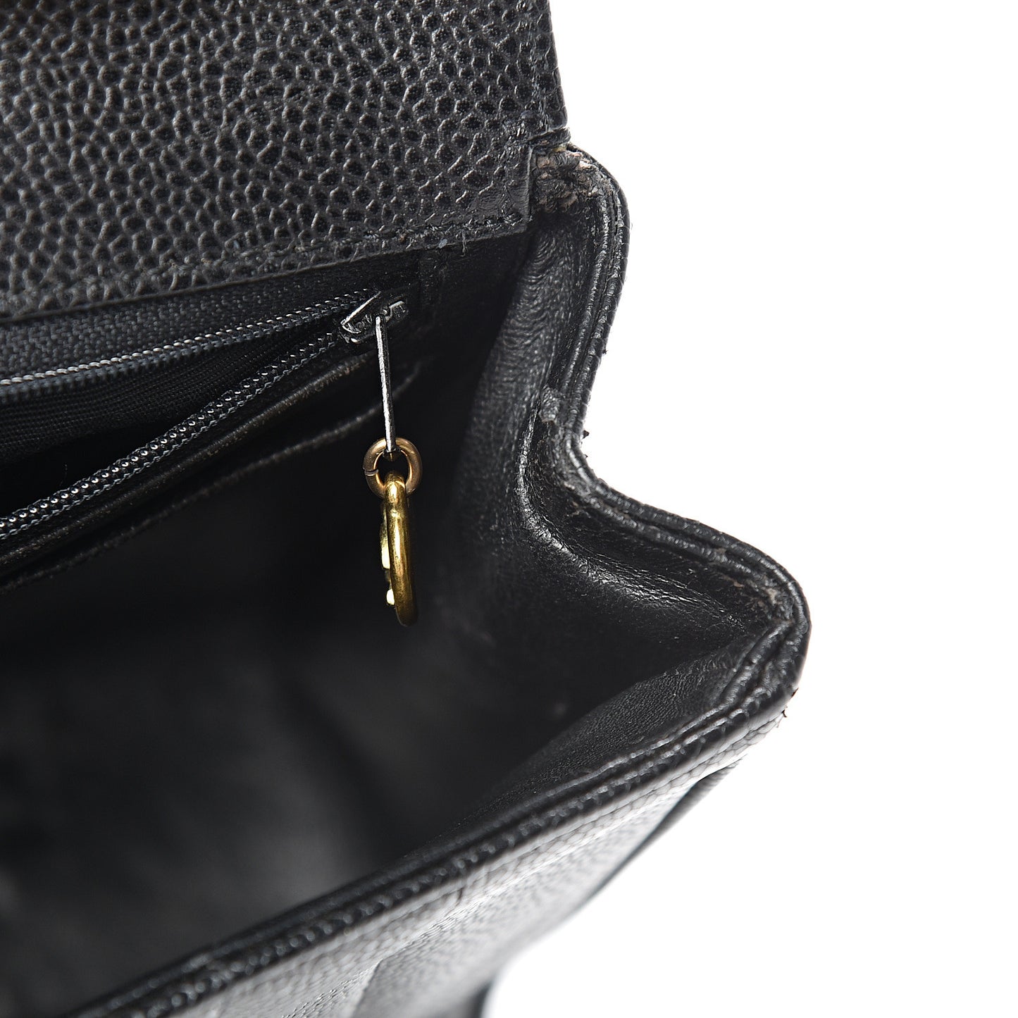 Caviar Vertical Quilted Jumbo Single Flap Black