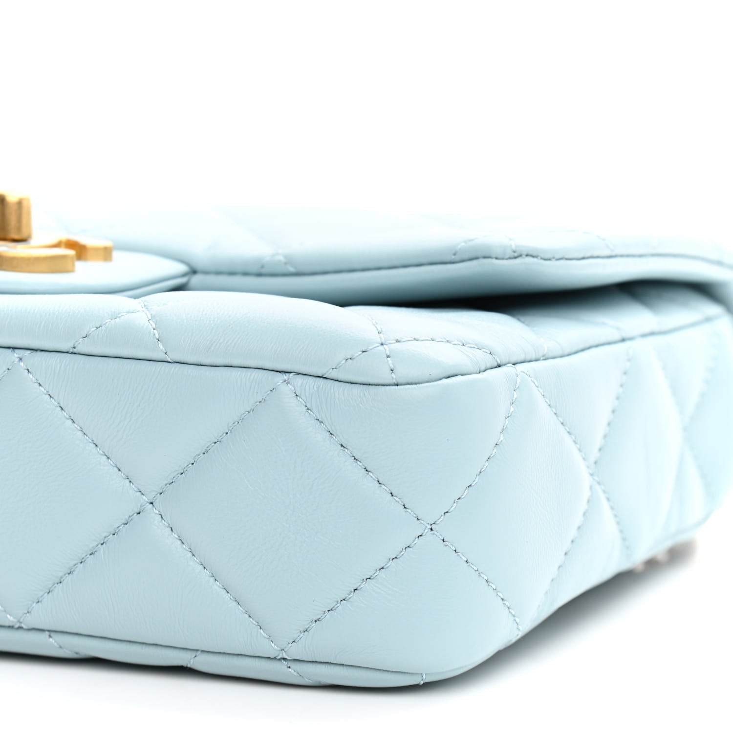 Chanel Lambskin Enamel Quilted Pending CC Small Flap Light Blue 10 of 11