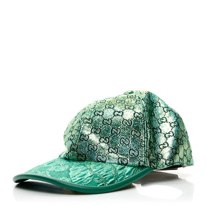 Gucci Silk Blend Jacquard Monogram Santa Barbara Baseball Hat S Green Black Radiant 1 of 9