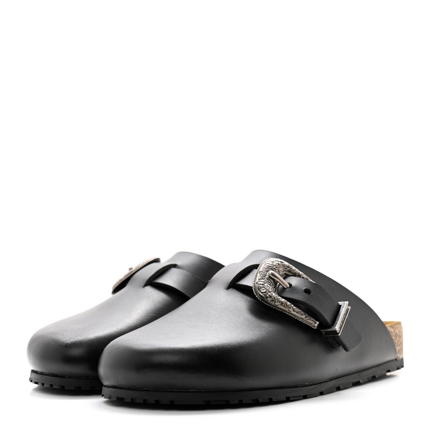 Calfskin Buckle Jimmy Clog 38 Black