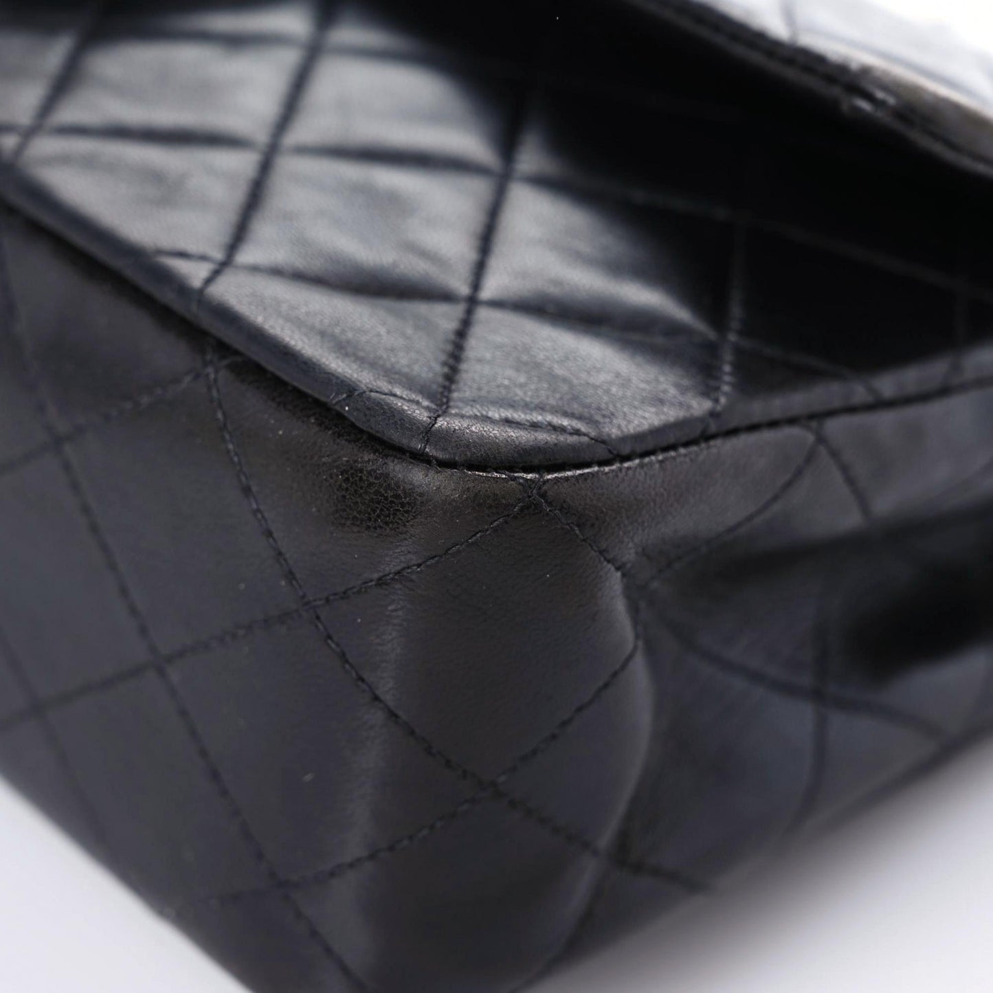 Lambskin Quilted Medium Double Flap Black