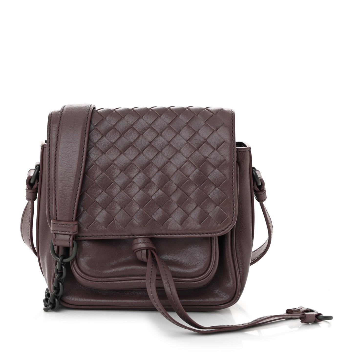 Nappa Intrecciato Mini Saddle Crossbody Lilac