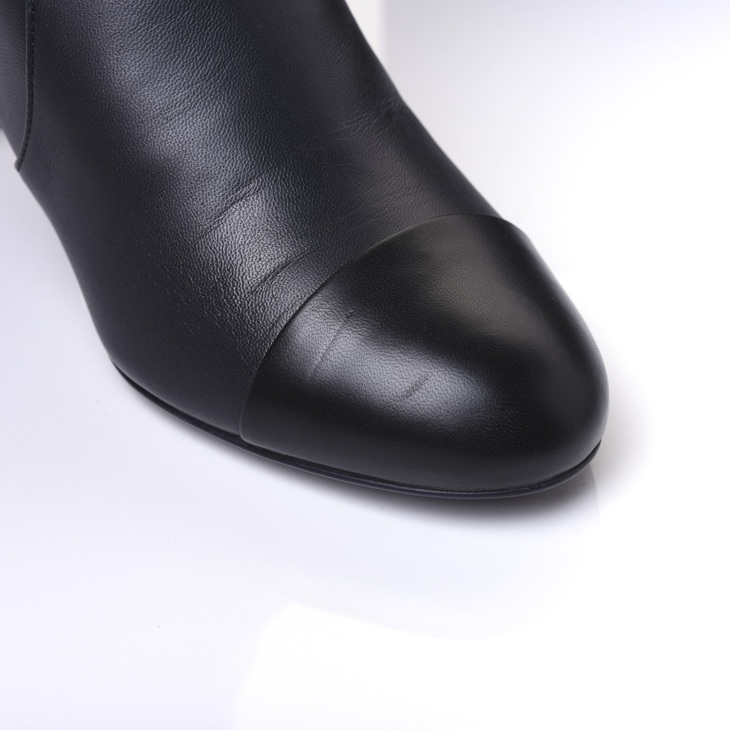Lambskin Double Stack Chain Cap Toe Boots 39 Navy