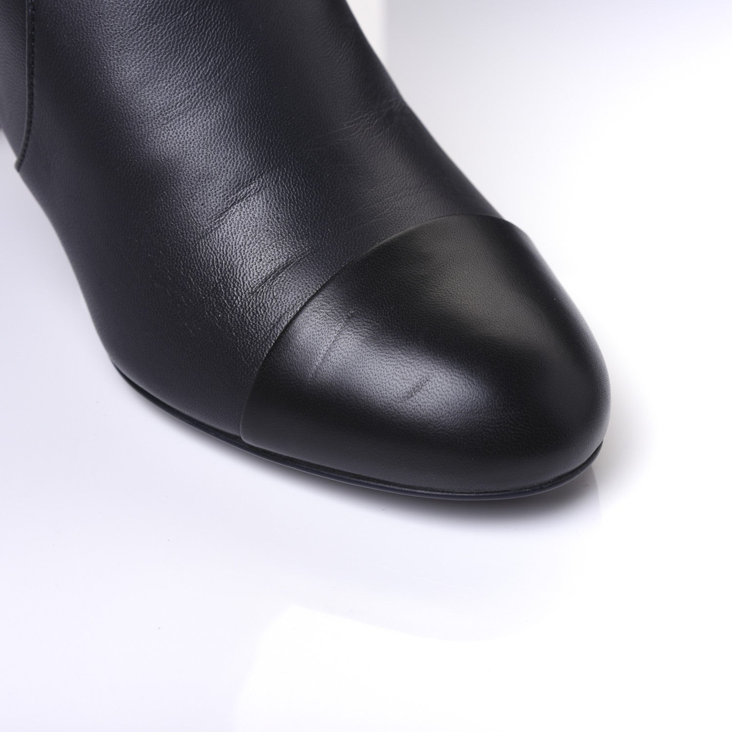 Chanel Lambskin Double Stack Chain Cap Toe Boots 39 Navy 15 of 15