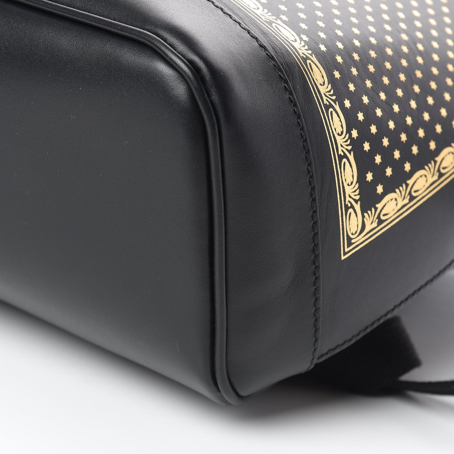 X SEGA Calfskin GUCCY Stars Dome Backpack Black Gold