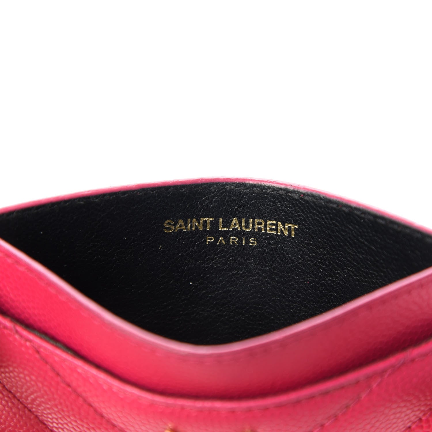 Saint Laurent Grain De Poudre Matelasse Chevron Monogram Credit Card Case Fresh Fuxia 6 of 9