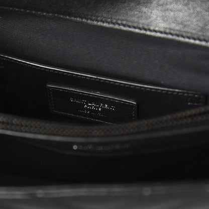 Saint Laurent Sheepskin Matelasse Chevron Monogram Large College Satchel Black 8 of 9
