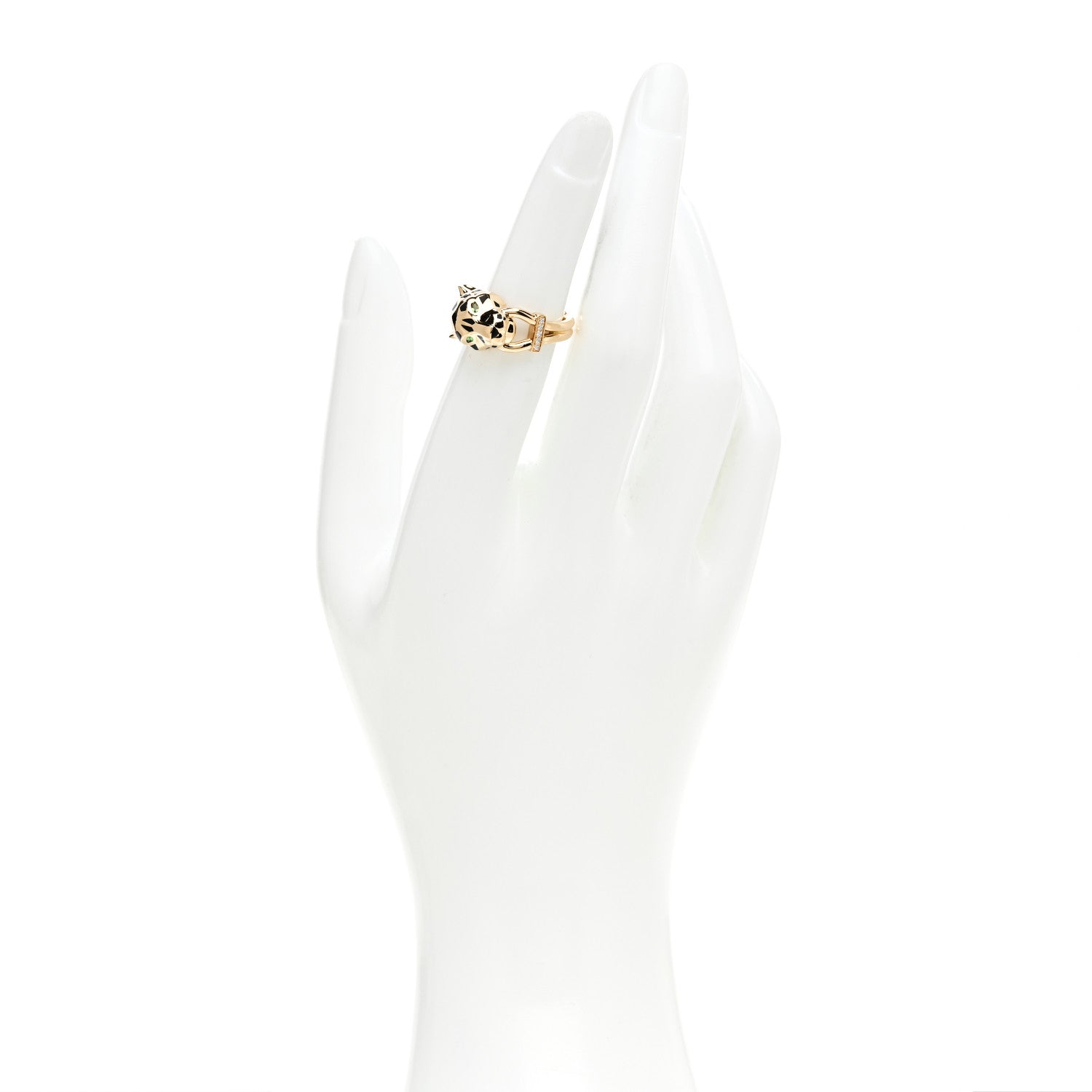 Cartier 18K Yellow Gold Diamond Tsavorite Garnet Black Onyx Panthere de Cartier Ring 49 4.75 2 of 6