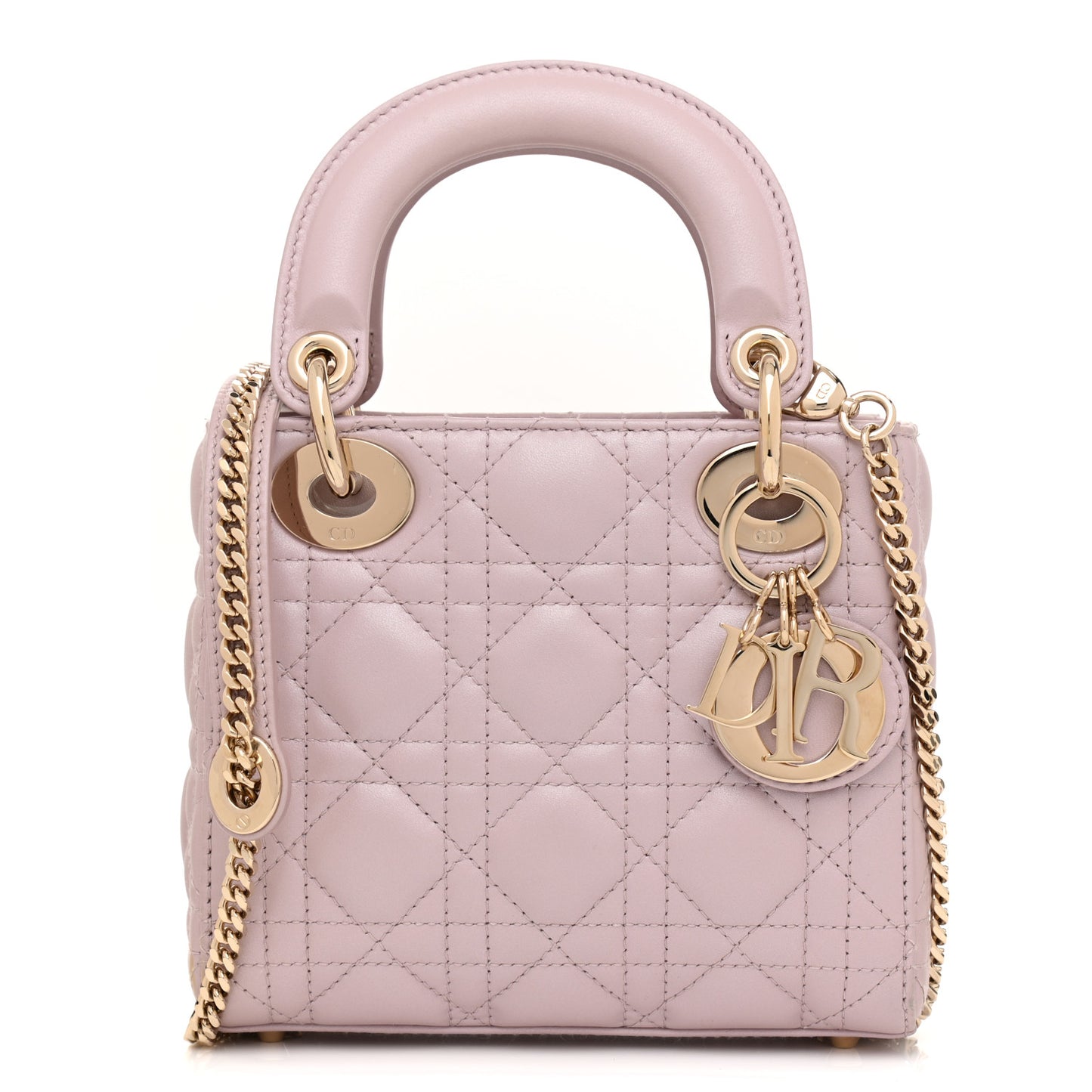 Metallic Lambskin Cannage Mini Lady Dior Lotus